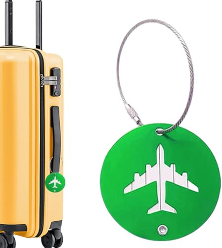 Yorajuy Gepäckanhänger, Taschenanhänger,Runde Namens-Reiseanhänger | Namens-Reiseanhänger aus Metall im Flugzeug-Design, stilvolle Reiseetiketten-Set, Anhänger für Reisegepäck, Koffer