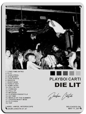 KJUFE Poster in metallo con motivo Playboi Carti, decorazione artistica da parete in stile vintage, per pub, club, caffetterie, bar, casa, 30 x 40 cm