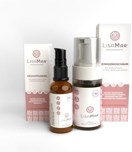 LisaMar® Reinigungsschaum & Gesichtscreme Set - porentiefe Gesichtsreinigung für strahlende Haut und Anti Aging Tagescreme- Bio & Vegan.