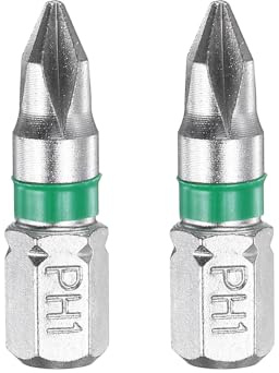 sourcing map 2pcs Phillips Cacciavite Bit PH1 1/4 Hex Shank 25mm/1 Lunghezza Magnetica Croce Testa Esagonale Bit S2 Acciaio Elettrico Cacciavite Bit