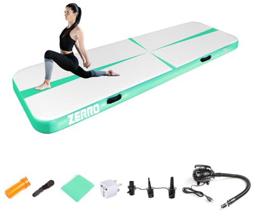 CCLIFE Uppblåsbar Träningsmatta 4m med Elektrisk Pump - Gymnastikmatta 20cm Tjock för Yoga, Fitness och Hemmaträning