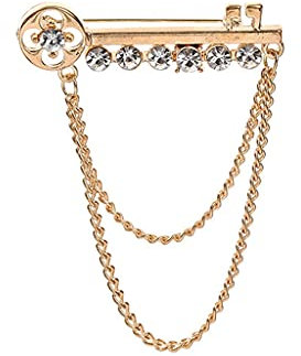 Metall Schlüssel Quaste Lange Brosche Strass Kette Anstecknadel für Herren Anzug Hemd Abzeichen Broschen Pins Zubehör