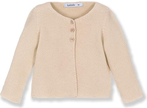 BABIDU Chaqueta de Punto 100% Algodón, Prenda Básica para Bebés, Niños, Niñas Unisex, Cuello Redondo Tejido Hipoalergénico Suave y Transpirable, Ideal para Invierno y Entretiempo, Ropa Infantil Cálida