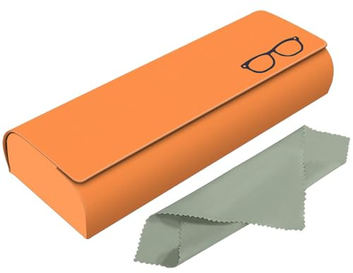 Azwood Brillenetui Hardcase, Premium PU Leder Brillenetui Schwarz Brillen Etui Damen und Herren Wird mit einem Mikrofasertuch für Sonnenbrille Lesebrille Sportbrille
