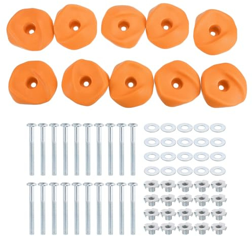 PATIKIL Rock Climbing Holds, 10 Pcs Climbing Rock Wall Grips Play Set Climber Attachments with Single Holes for Playground Accessories Indoor Outdoor Tree Training, Yellow-A