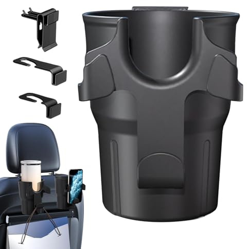 Frfik Car Cup Holder For Back Seat Of Car - Car Headrest Backseat Cup Holder,Large Capacity Bottle Rack With Hooks Multifunctional For Truck Auto Interior Backseat Accessories