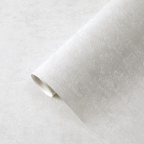 Anttyscar Industrial Concrete Wallpaper - Soft White Cement with Subtle Metallic Glitter Textured Wallpaper Feature Retro Decorative Luxury Wall Paper Roll for Living Room, Hallway, Bedroom