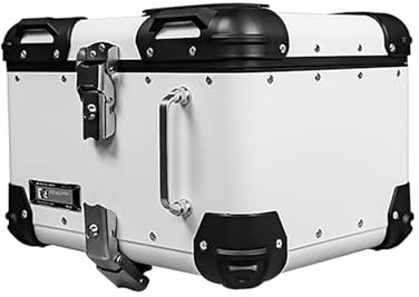 Universal Motorcycle Trunk Black and White Motorcycle Daily Tail Box Aluminum Alloy Trunk Luggage Top Box Waterproof All Weather Security Lock and Handle For Stowing Helmets and Luggage - 40L/45L(40L)