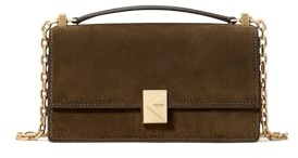 kate spade new york Deco Mini Leather Flap Chain Crossbody, Burnt Sage