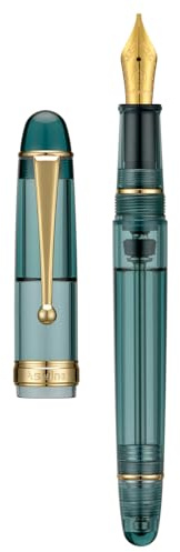 Asvine V126 vakuumfyllning reservoarpenna, transparent blågrön akryl stub spets 1,1 mm kalligrafi konst ritning med fodral set
