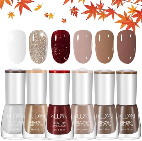 Set di 6 smalti per unghie, ad asciugatura rapida e a lunga durata, smalto rosso shimmer, non tossico, a base d'acqua, non tossico, per il salone fai da te, per manicure (BuntC)