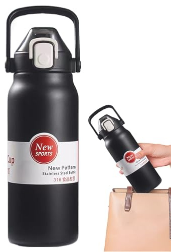 MWZBTG Bouteilles d'Eau Isothermes | Cruche Hydratante En Acier Inoxydable,Cruche Avec Tasse Portable 1300ml Étanche Pour Camping Sports Extérieurs Voyages Hydratation Quotidienne Travail Et Salle De