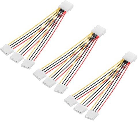 PNGKNYOCN Cavo splitter di alimentazione Molex, cavo di prolunga di alimentazione per chassis Molex da 4 pin maschio grande a 3 pin femmina grande per computer con disco rigido IDE (3 Pack)