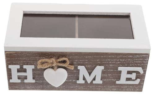 minkissy Boîte de rangement en bois rétro organisateurs de paquets de thé porte-sachet de thé divisé conteneur de sac de sucre Dresseur Café