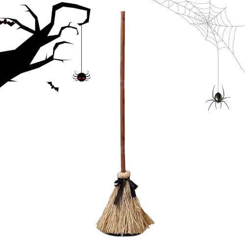 Bkljkf Escoba Embrujada Halloween - Escoba De Bruja Embrujada con Sonidos Fantasmales - Elemento Decorativo Espeluznante para El Hogar Patio Jardín Fiesta Césped Sala De Escape Terraza