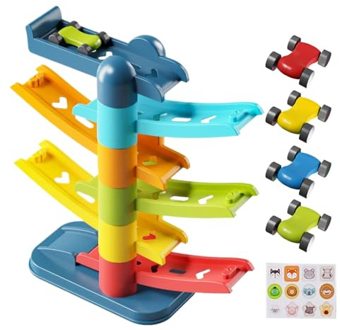 ETUCYNG Juguete de Rampa de Coche para, Vehículos de Juguete Niños Circuito de Rampa Interactivo Desarrollo de Habilidades Motrices de 3 Años