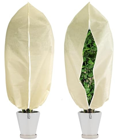 2pcs Fundas Invernales para Plantas – 80x100CM, Bolsas de Protección contra Heladas, Manta Resistente con Cremallera y Cordón para Plantas(100 * 120cm)