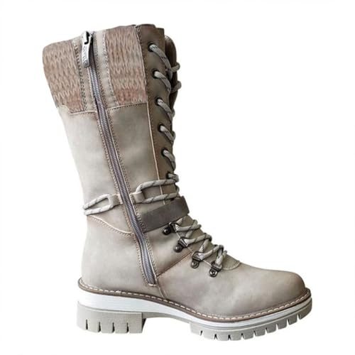 Generisch Stiefeletten Damen Flach Leicht Rutschfest Halbschaft Winterstiefel Bequeme Wasserdicht Weitschaftstiefel Freizeit Außenbereich Winterschuhe Warme Gefüttert Winter Schnee Stiefel