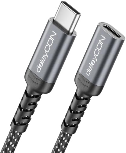 deleyCON 1,5m Prolunga USB-C 100W per Ricarica Rapida - Cavo PD 3.0 di Ricarica e Dati per iPhone 17 16 Pro Max Air Galaxy A16 A56 S25 S24 iPad MacBook Tablet Notebook