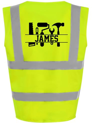 Children's Personalised Hi-Vis Construction Safety Vest for Kids - Custom Name High Visibility Reflective Vest Fun Builder Role Play Costume