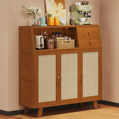 Armadietto da cucina alto autoportante – Elegante armadio dispensa con cassetto e stazione bar per sala da pranzo – design fattoria (95 x 98 x 32 cm)
