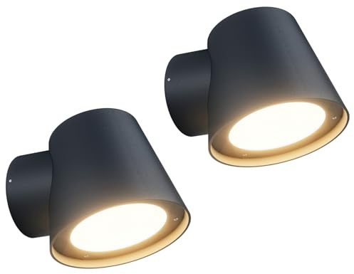 Klighten 2 Stück Außen Wandleuchte GU10, IP65 Wandlampe Aussen/Innen, Aussenlampe Modern Aussenleuchte Wand für Terrasse Garten Eingang, Aluminium+PC, Anthrazit, ohne Leuchtmittel