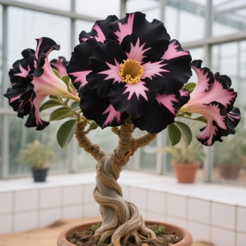 Bellissimo Rizoma Di Rosa Del Deserto, Resistenti Al Freddo E Alla Siccità, Facile Da Coltivare, Splendide esposizioni in giardino-1 Rizoma-G
