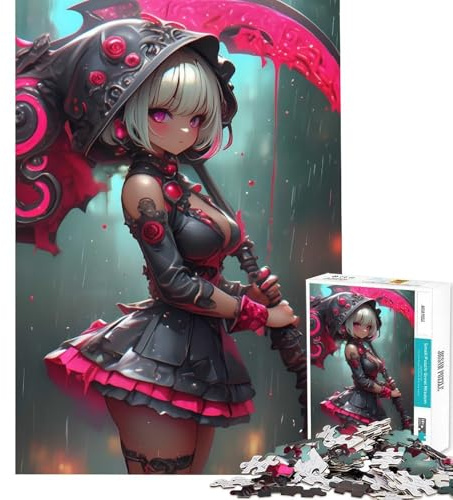 Puzzle da 1000 pezzi con ragazza anime con falce gioco per famiglie sfida di intelligenza giocattolo avvincente ottimo regalo per compleanni (dimensioni 50x75cm)