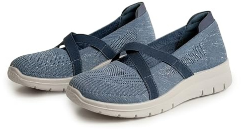 Zapatillas Mujer Ultraligeras Slip On Elásticas Antideslizantes Cómodas Ocio Trabajo Azul 38