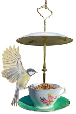 para pájaros Exterior Tipo Taza,Decoración de jardín | Recipiente de Comida para Aves de Exterior,para Jardineros, Amantes de Las Aves y Animales, Patio, Terraza, Balcón,
