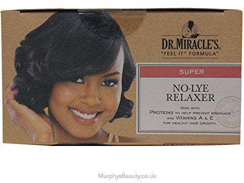 Dr. Miracle's Relaxer No-Lye Super Kit para cabello Coily Crema, sin perfume, aceite de jojoba