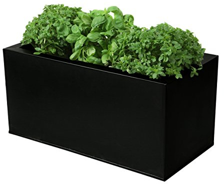 Primrose Garden Zinc Kitchen Herb Planter Windowsill Trough Black 50cm x 25cm (19.7in x 9.8in)