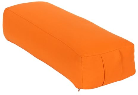 Yogabox Yoga Bolster Rechteckig, Waschbarer Bezug aus 100% Baumwolle, Yogarolle eckig mit Buchweizenschalen - Füllung, Yogakissen groß für Restoratives Yoga, Maße: ca. 60 x 20 x 14 cm, orange