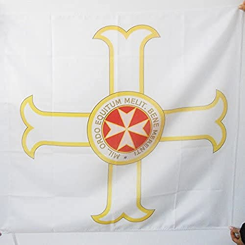 AZ FLAG - Drapeau Ordre du mérite de Malte - 90x90 cm - Drapeau Ordre Pro Merito Melitensi 100% Polyester Avec Fourreau et Cordelette - Pavillon 80 g