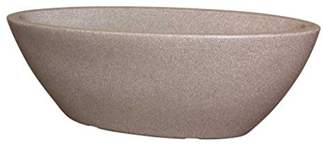 geli Thermo Plastic Pflanzschale Jardinere Rimini oval aus Kunststoff 60cm, Farbe:Taupe