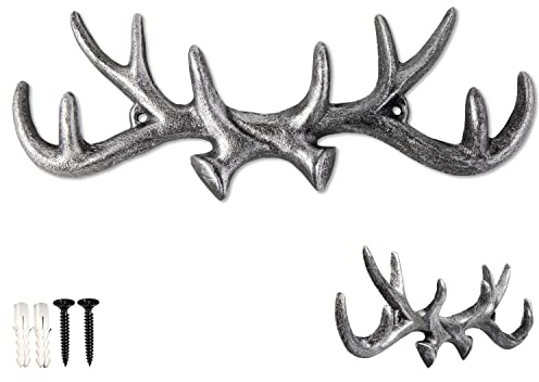 Comfify Gusseisen Hirschgeweih dekorative Wandhaken | Wandmontage Garderobe | für Mäntel, Hüte, Schlüssel und mehr | rustikales Finish |