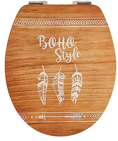 Wirquin 20722718 Abattant WC Diplomat Boho Style | MDF 100 % FSC, frein de chute, charnières inox, forme U