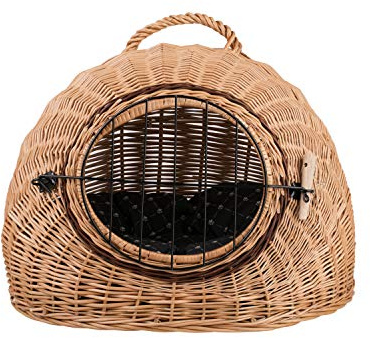 e-wicker24 Alles aus Weide Katzenhütte in Wengegrau, Katzenkorb aus Weide, Korb für eine Katze, Hundelager mit Tragegriff