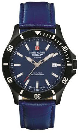 Swiss Alpine Military 7022.1 Montre pour homme, à quartz analogique, en cuir