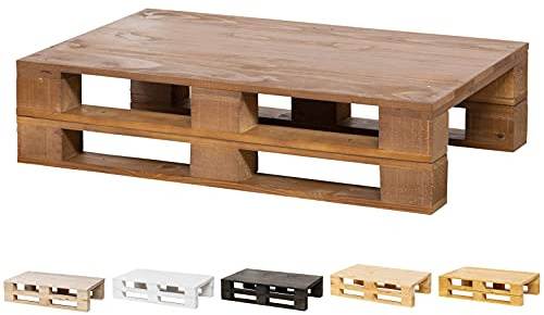 Mesa Auxiliar/Mesa de Centro de PALETS NUEVOS - Mesa Vintage - RÚSTICA (60cm X 36cm, Nogal)