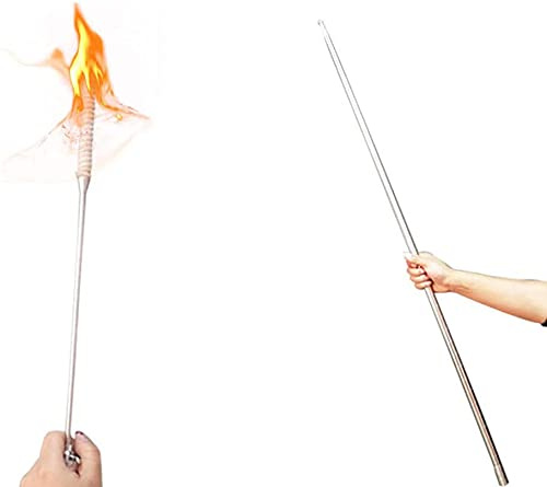 VIHEEVA Blue-ther - Antorcha de fuego a bastón, plata, trucos de magia de fuego, ilusiones mágicas, espectáculo mágico para fiesta