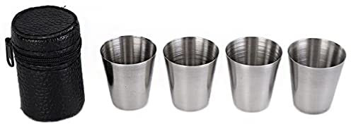 Tiardey 2 Juegos 30ml/1oz Vaso de chupito de Acero Inoxidable Tazas de chupito de expreso Vaso de Bebida para Bar,hogar,Exterior,etc.