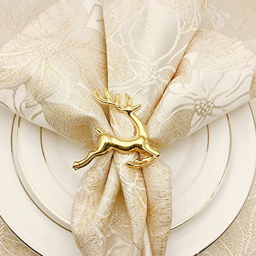 CENPEK Serviettenringe Elch Hirsch Tischdekoration Ornament für Weihnachten Hochzeit Party Alltag (Gold) 6 Stück