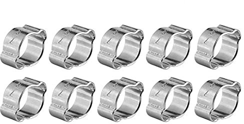 Kuuleyn Schlauchklemme, 2-Ohr-Klemme, Klemmschlauchklemme, 10 Stück verzinkte Edelstahl-Zwei-Ohr-Schlauchklemme 5-23 mm für Kraftstoff-Benzinrohr(7-9MM)