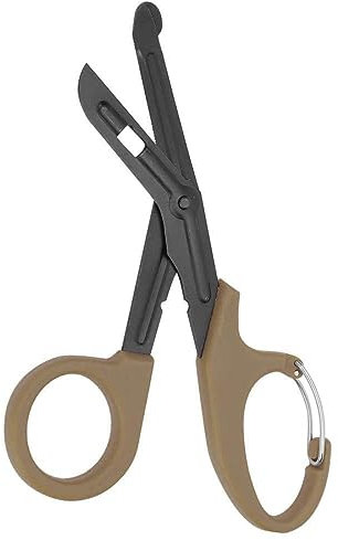 Ciseaux à bandage en titane 19 cm, EMT et traumatisme, courbés avec revêtement noir furtif pour infirmières, étudiants, salle d'urgence (marron)