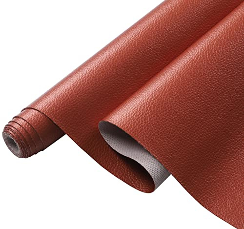 Picheng Lychee Texture Pearlescent Faux Leather 13.8X53(35cmX135cm),Soft Faux Leather Sheets Roll Very Suitable for Making Crafts,Leather Earrings, Bows,Sewing DIY Projects (Copper)