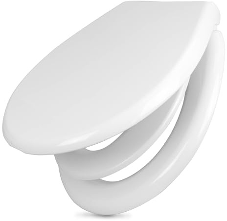 banjado® Familien WC Sitz mit Absenkautomatik 44x37cm - Klodeckel/Klobrille mit kindersitz aus hochwertigem Polypropylen - universeller Toilettensitz mit Kindersitz integriert