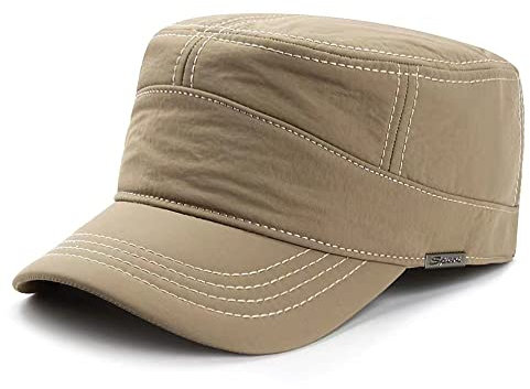 MUYAN Unisex Army Military Flat Cap Wintercap Herren Baumwolle Army Kappe Cadet Hat Verstellbare Baseballkappe (Beige -L)