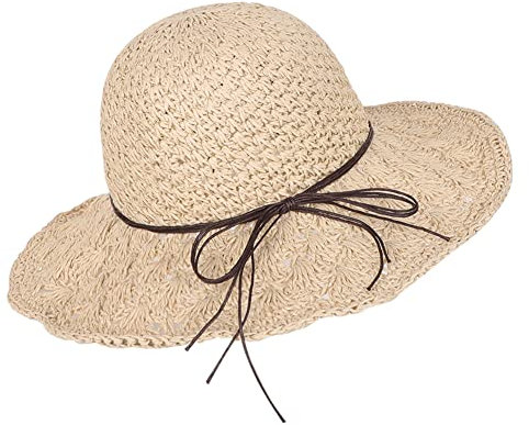 XGOPTS Damen Strohhut UV Schutz Sonnenhut Mädchen Sommerhut mit Schleife Hut Sonnenschutz Faltbar Strandhut Groß Krempe Atmungsaktiv Schlapphut Sommer Urlaub Damenhut Reise Outdoor Ultraleicht