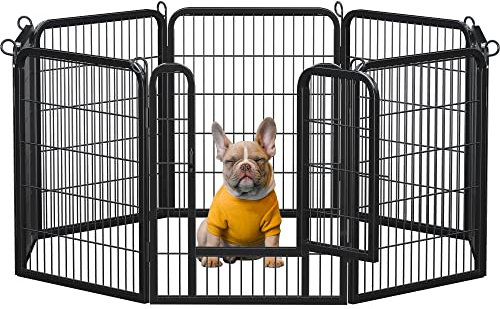 Yaheetech Welpenauslauf 80cm hoch, 8-teilig faltbares Freilaufgehege, Automatische Verriegelung, Welpenlaufstall für Hunde, Katze, Kaninchen, Aufbau werkzeugfrei